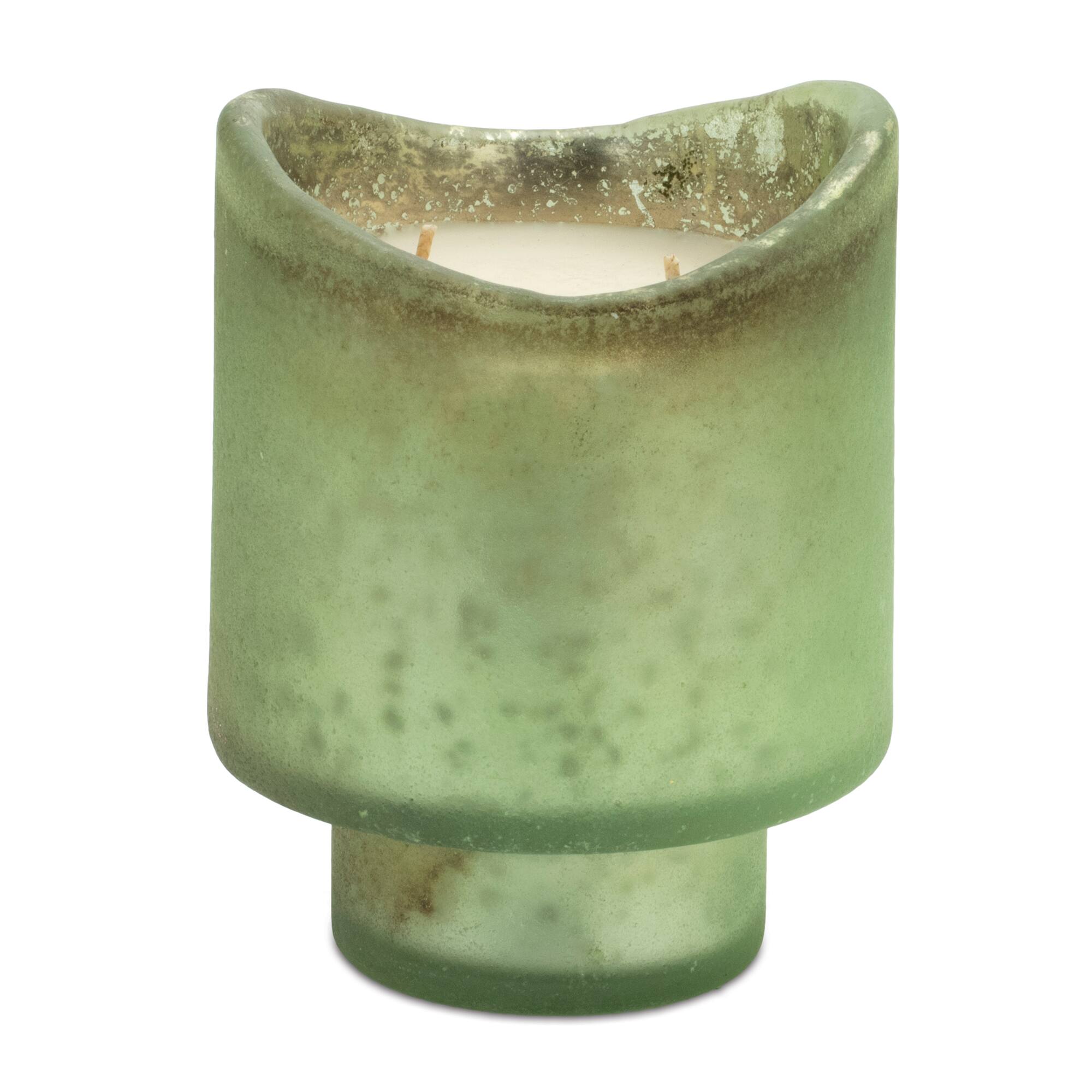 5" Red & Green Wassail Scented Soy Candle with Frosted Glass Holder Set